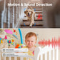 WiFi baby monitor detecting motion and sound, with rabbit camera and screen alerts
