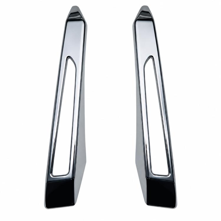 Chrome vertical fog light trim bezels with elongated rectangular openings
