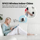 Wireless indoor doorbell chime, wall-mounted unit with speaker and circular button
