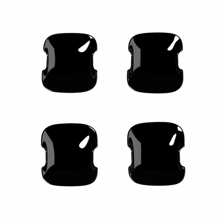 Black door handle cup trim covers, four-piece set with curved cutout design