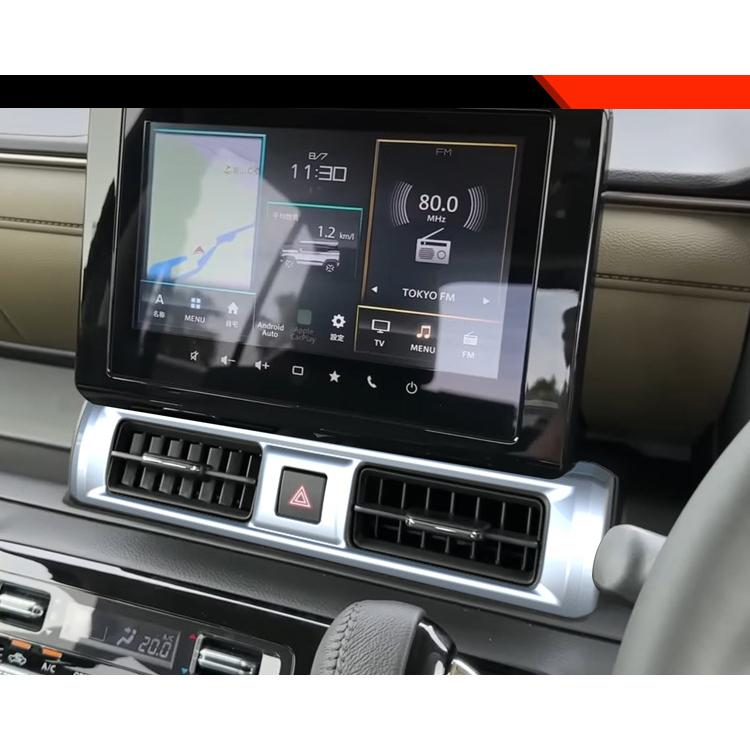 Center console air vent trim sticker, silver accent around dashboard vents