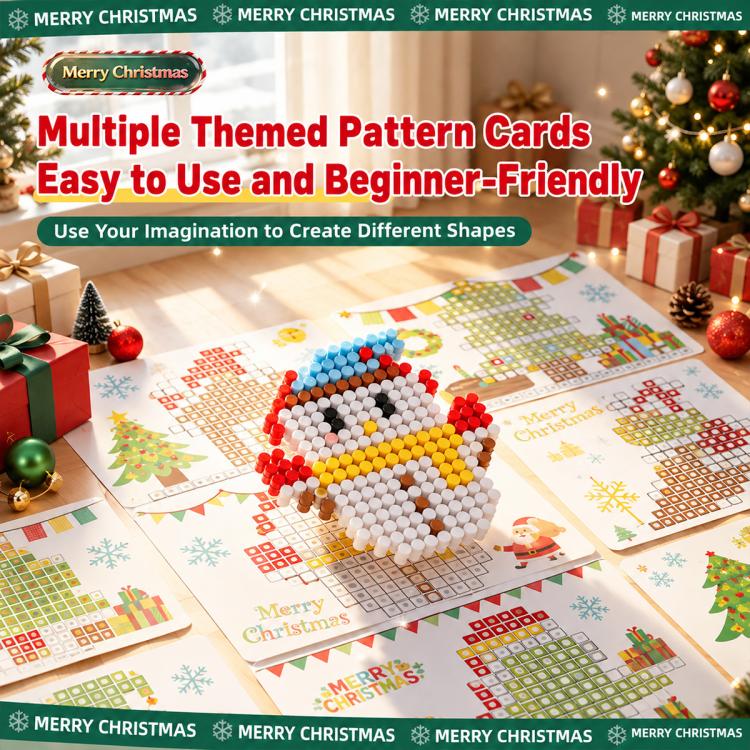 Christmas Themed 3D Pegboard Mushroom Nails Kids DIY Educational Toy Set