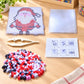 Snowman fuse bead pattern board with red and white beads and template guide card