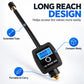 Digital tire pressure gauge with extended tube, blue LCD, compact black body