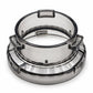 Clear 54mm coffee dosing funnel anti-spill ring with snap tabs, top view