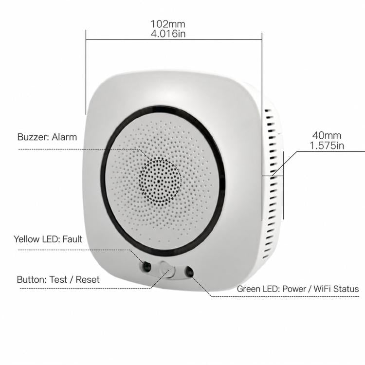 WIFI 75dB Natural Gas and Coal Gas Sensor Detector Alarm, EU Plug, US Plug