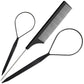 3 PCS/Set Steel-tail Highlight Comb & Topsy Tail Tool for Hair Braiding, Hook Tip, Flat Tip