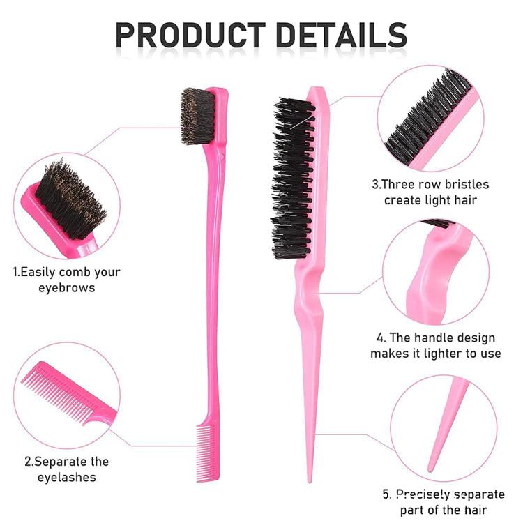 5 PCS/Set Hair Styling Kit Steel Pin Tail Comb & Eyebrow Brush & Hair Loop Tool, Hook Tip, Flat Tip