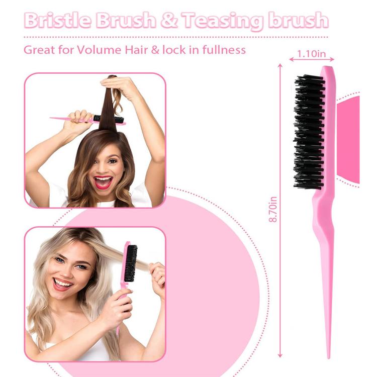 5 PCS/Set Hair Styling Kit Steel Pin Tail Comb & Eyebrow Brush & Hair Loop Tool, Hook Tip, Flat Tip