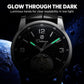 Men's automatic mechanical watch with black dial, luminous green hands, black leather strap