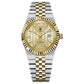 Gold-accented men’s automatic mechanical watch with honeycomb textured dial and date window