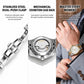 Men's mechanical watch with exhibition caseback and gold-tone dial on metal bracelet