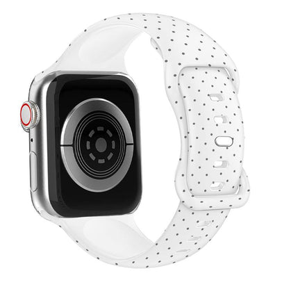 Small Dot Texture Butterfly Clasp Solid Color Silicone Watch Band, For Apple Watch 46mm / 49mm / 45mm / 44mm, For Apple Watch 42mm / 41mm / 40mm / 38mm