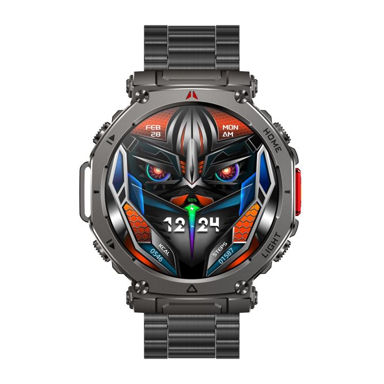 HT52 Smart Watch, 1.56 inch Screen, BT Call, Heart Rate, Blood Pressure, Black Steel Strap, Black Silicone Strap, Black Orange Silicone Strap, Blue Silicone Strap