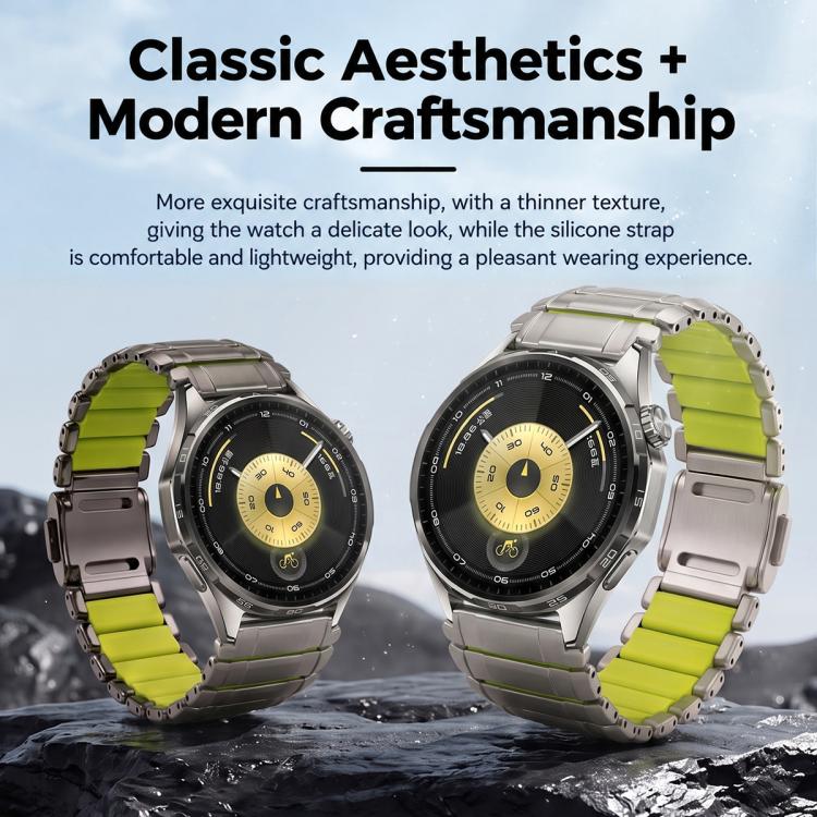 Zinc Alloy Hybrid Silicone Magnetic Buckle Watch Band, 22mm