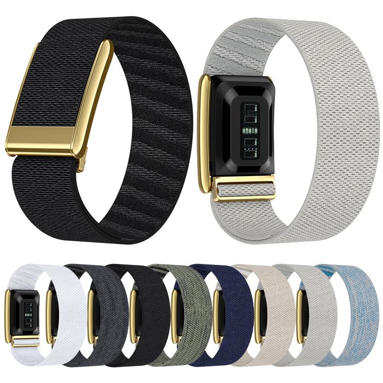 Bright Gold Frame Elastic Force Decorative Design Nylon Watch Band, For WHOOP 5.0 Electrocardiogram, For WHOOP 5.0 Regular
