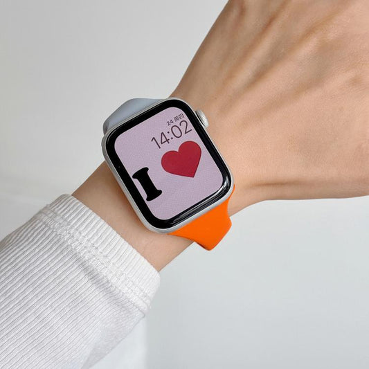 Angled Connector Slim Reverse Buckle Two Color Silicone Watch Band, For Apple Watch 46mm / 49mm / 45mm / 44mm, For Apple Watch 42mm / 41mm / 40mm / 38mm