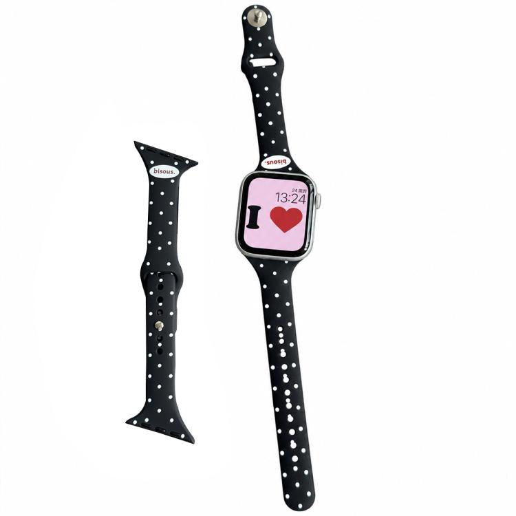 Angled Connector Slim Reverse Buckle Dot Pattern Silicone Watch Band, For Apple Watch 46mm / 49mm / 45mm / 44mm, For Apple Watch 42mm / 41mm / 40mm / 38mm