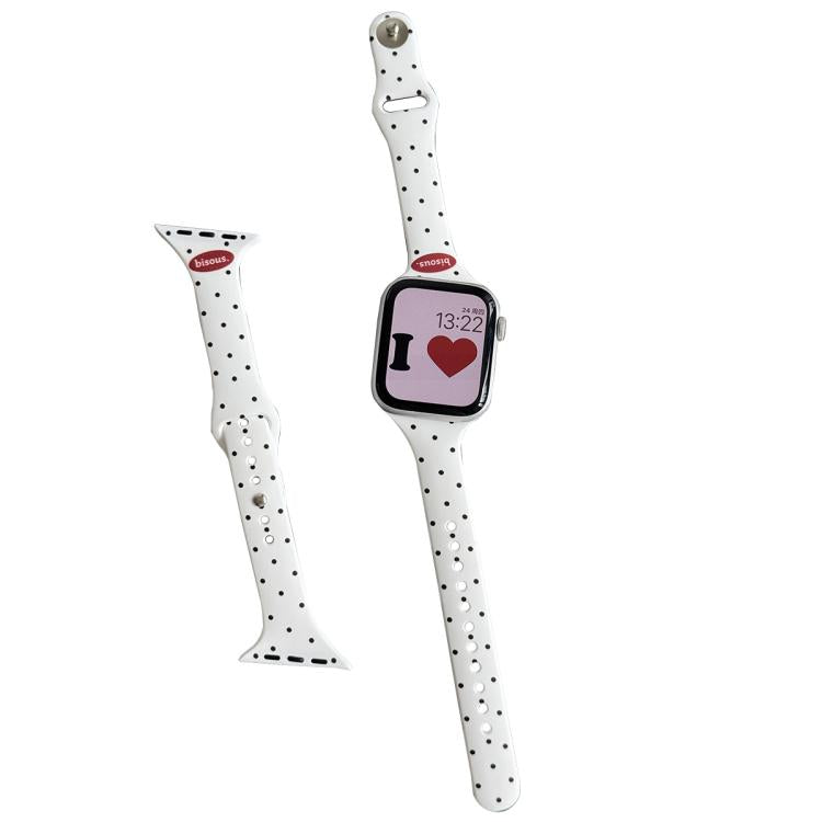 Angled Connector Slim Reverse Buckle Dot Pattern Silicone Watch Band, For Apple Watch 46mm / 49mm / 45mm / 44mm, For Apple Watch 42mm / 41mm / 40mm / 38mm