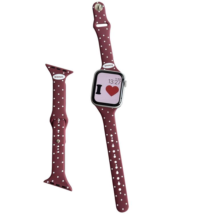 Angled Connector Slim Reverse Buckle Dot Pattern Silicone Watch Band, For Apple Watch 46mm / 49mm / 45mm / 44mm, For Apple Watch 42mm / 41mm / 40mm / 38mm