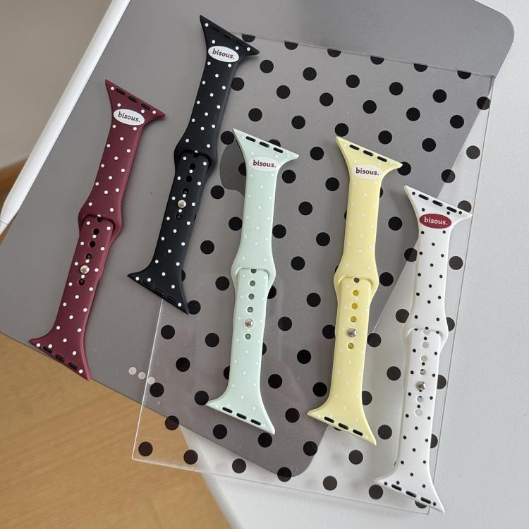 Angled Connector Slim Reverse Buckle Dot Pattern Silicone Watch Band, For Apple Watch 46mm / 49mm / 45mm / 44mm, For Apple Watch 42mm / 41mm / 40mm / 38mm
