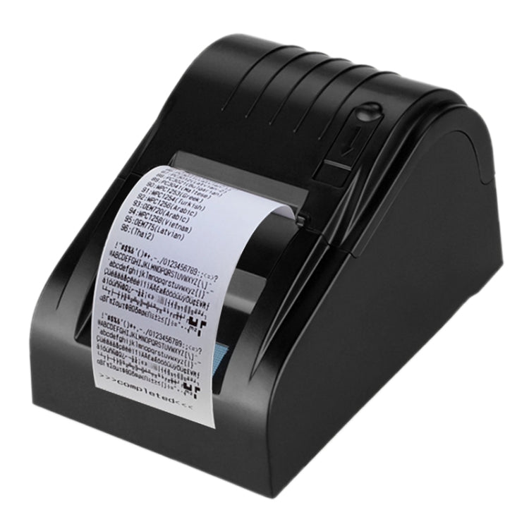 Black portable thermal receipt printer with front paper roll opening