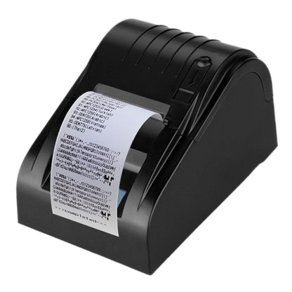 Black portable thermal receipt printer with front paper roll opening