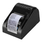 Black portable thermal receipt printer showing installed receipt roll in front