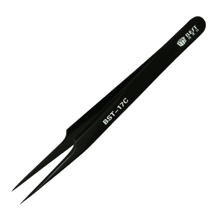 Black precision eyelash extension tweezers, BST-17C, pointed volume tips