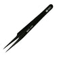 Black eyelash extension tweezers with pointed tips, BST-17C, precision grip