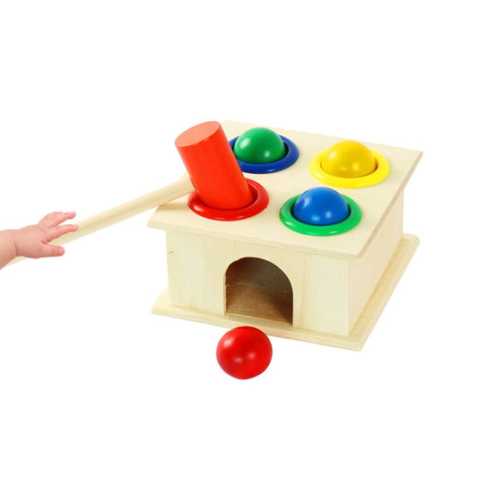 Baby Early Education Intellectual Toy Percussion Knocking Table, Size: 12*12*10cm, Burlywood