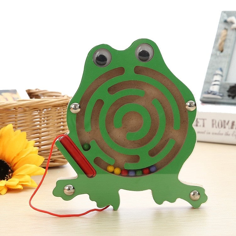 Children Puzzle Toy Wooden Magnetic Small Size Animal Maze, Frog, Duck, Fish, Owl, Ladybug, Tortoise, Monkey, Apple, New Small Fish, Starfish, New Apple, Snail