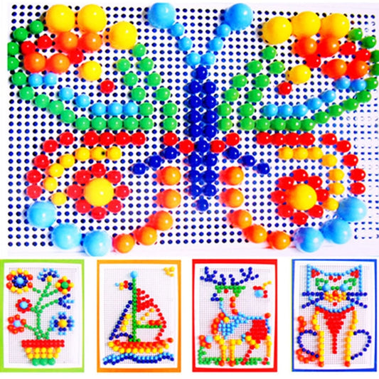 296 in 1 / Set Early Childhood Educational Creative DIY Desktop Mushroom Nail Puzzle Game Toy, 296 in 1 / Green