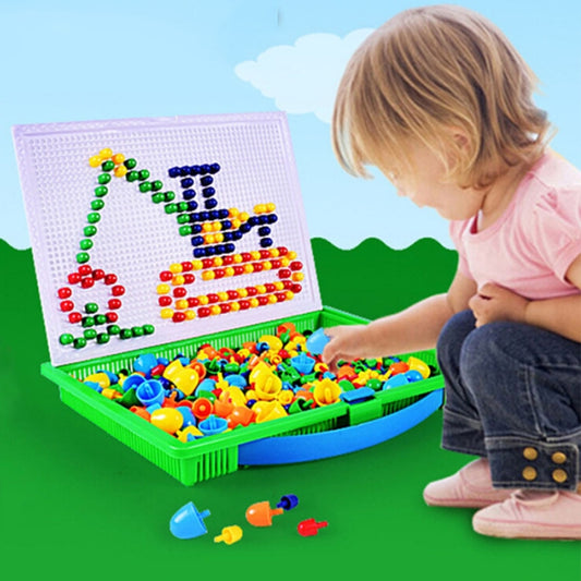 296 in 1 / Set Early Childhood Educational Creative DIY Desktop Mushroom Nail Puzzle Game Toy, 296 in 1 / Green
