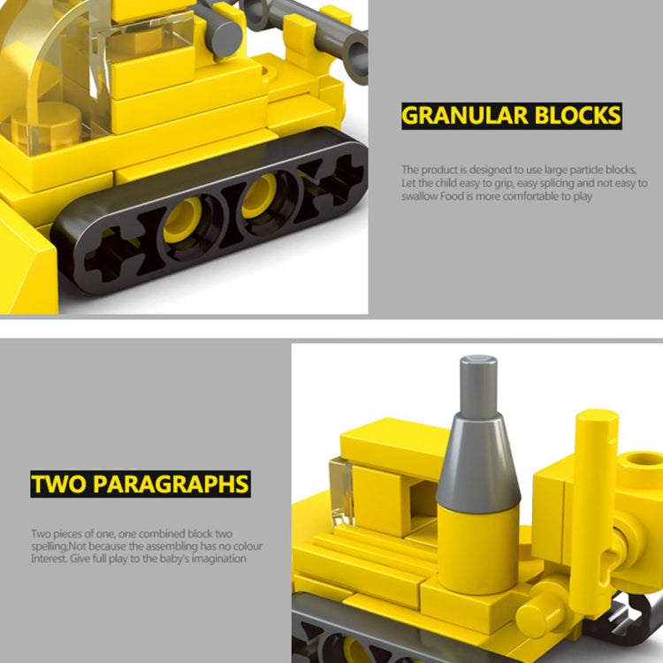 Yellow block vehicle with circular wheel details, black underside panels, and cannon barrel