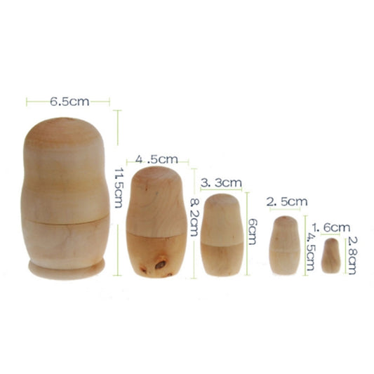 25PCS (5Sets) Creative DIY White Embryo Russian Five Layers of Dolls, 25PCS DIY Five Layers of Dolls