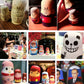 Assorted painted wooden nesting dolls with faces and patterns on stacked shells