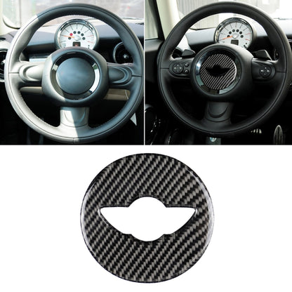 Carbon-fiber look round steering wheel logo sticker with MINI wing emblem