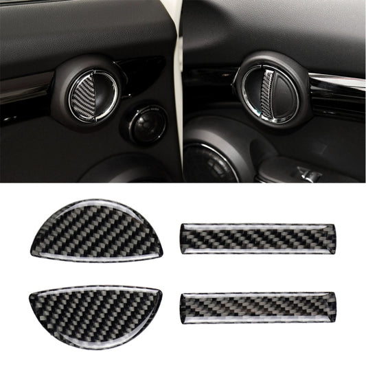 Carbon fiber door handle trim sticker set with chrome rings and circular inserts
