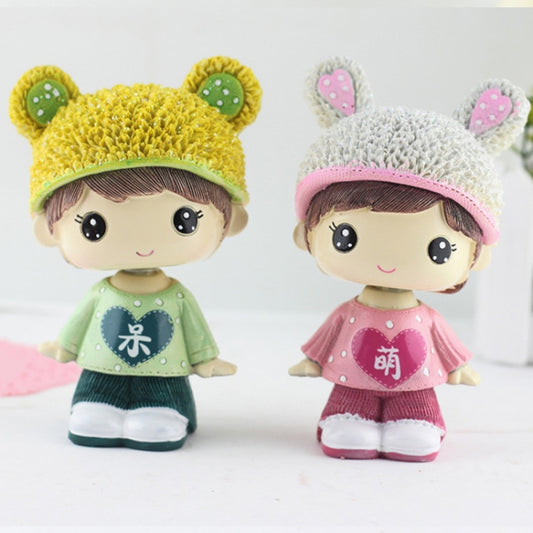 Creative Resin Cartoon Shaking Head Adorkable Couple Ornaments Car Home Bedroom Decoration Gifts, Head Adorkable Couple