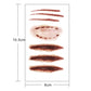 Set of 20 temporary wound scar and scratch tattoo stickers, 6 x 10.5 cm sheet