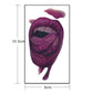 Purple mouth wound temporary tattoo sticker with size markings, tongue and teeth
