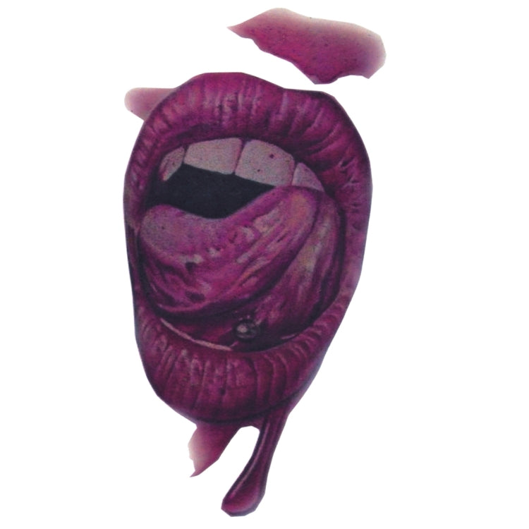 Temporary Halloween mouth wound tattoo sticker, purple and black realistic mouth design