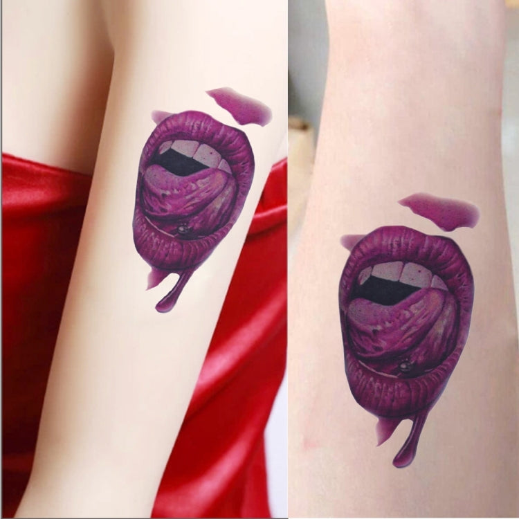 Temporary Halloween mouth wound tattoo stickers, purple gash mouth on arm