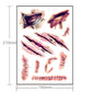 Temporary wound tattoo sticker set, 150 x 210 mm sheet with scratches and stitches