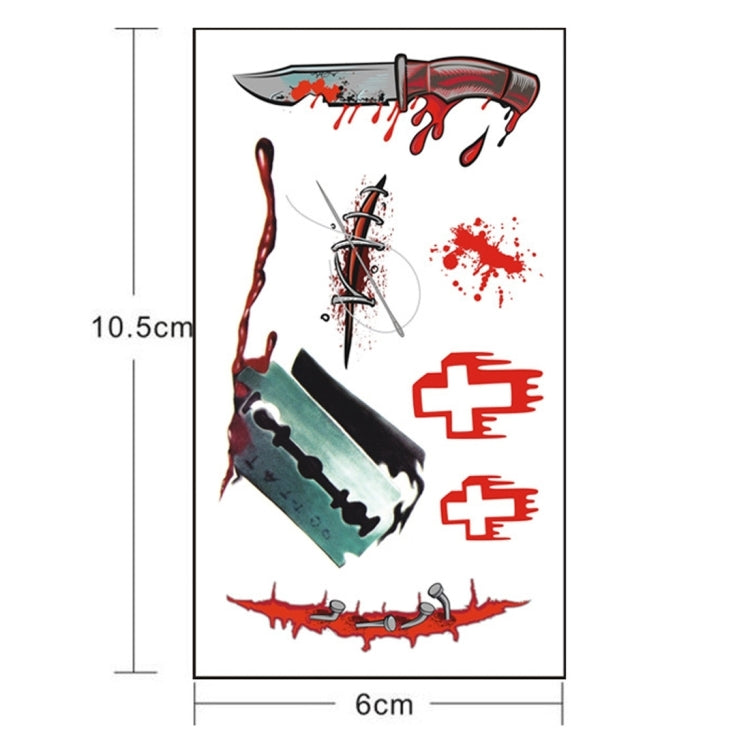 10-pack temporary blood wound tattoo sticker sheet, 10.5 cm by 6 cm