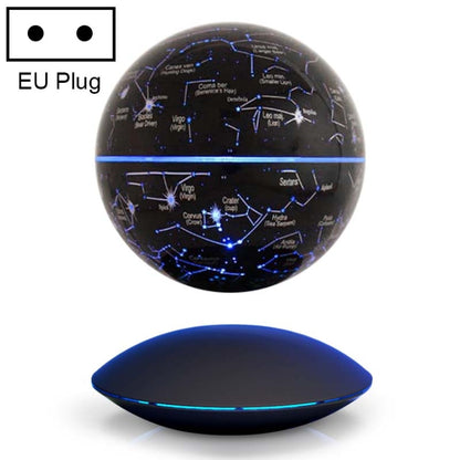 6 inch Rotation Illuminating English Magnetic Levitation Globe Office Crafts Ornaments, EU Plug, Black EU Plug, Baby Blue EU Plug