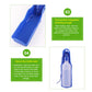 Blue 250ml portable pet water bottle with integrated drinking trough and lanyard