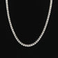 Silver-tone single-row crystal chain necklace with bright oval stone border