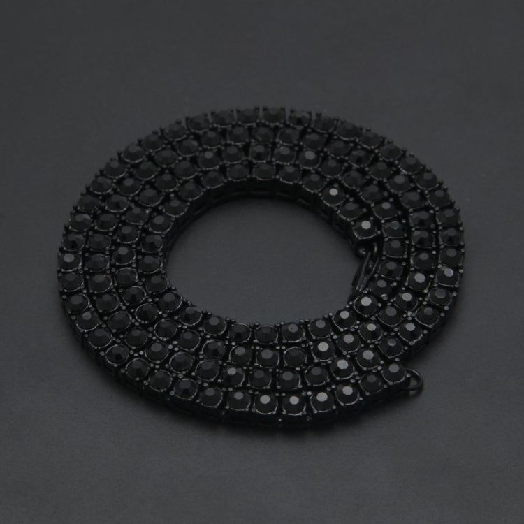 Black rhinestone row collar necklace with oval loop of faceted crystals